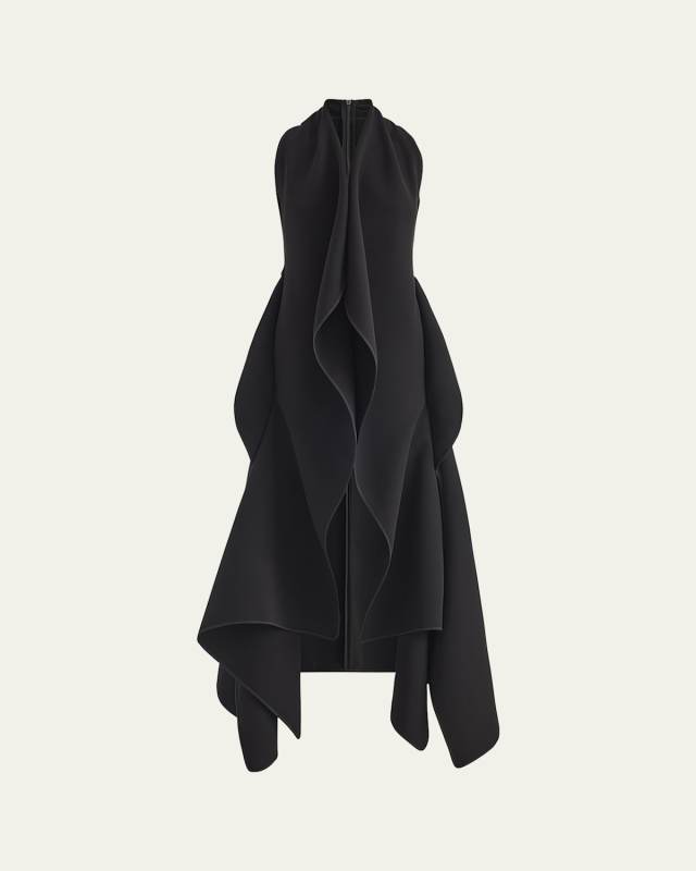 Varsity Sleeveless Draped Midi Dress